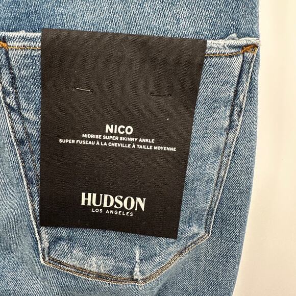 HUDSON NWT Nico Midrise Super Skinny Denim Jeans in Roses Wash // 0 - Picture 7 of 11